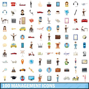 100 Yönetim simgeleri ayarla, tarzı çizgi film