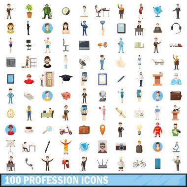 100 meslek simgeler ayarla, tarzı çizgi film