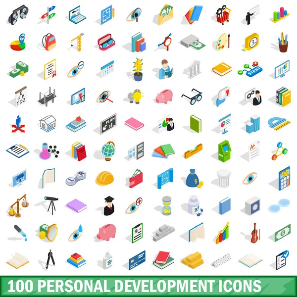 100 osobní rozvoj ikony nastavit — Stockový vektor