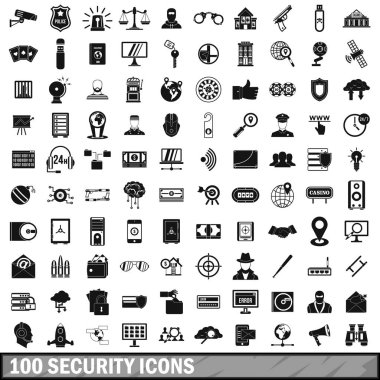 100 güvenlik Icons set, basit tarzı
