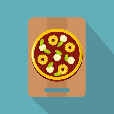 Ahşap tahta simgesini malzemelerle pizza