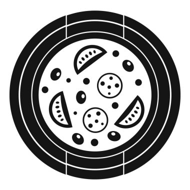 Sosis, domates ve zeytin simgesi olan pizza