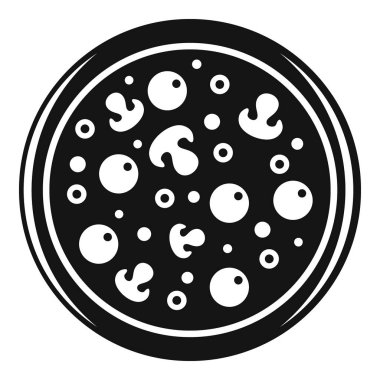 Zeytin ve mantar simgesi, basit tarzı pizza