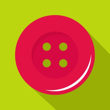 Pembe dikiş düğme simgesi, düz stil