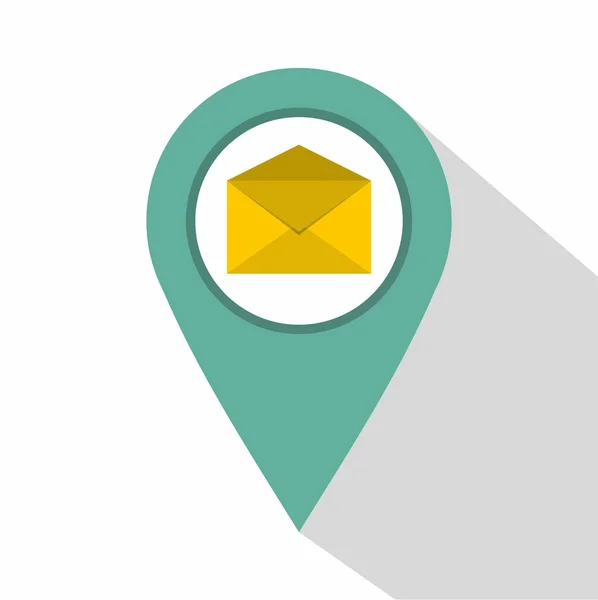 Ícone de e-mail de tag geográfica, estilo plano — Vetor de Stock