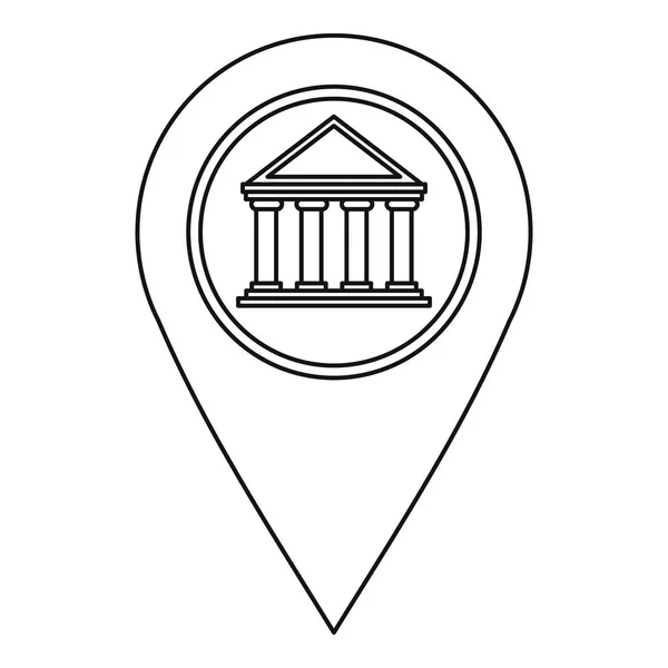 Étiquette géographique avec icône de symbole bancaire, style de contour — Image vectorielle