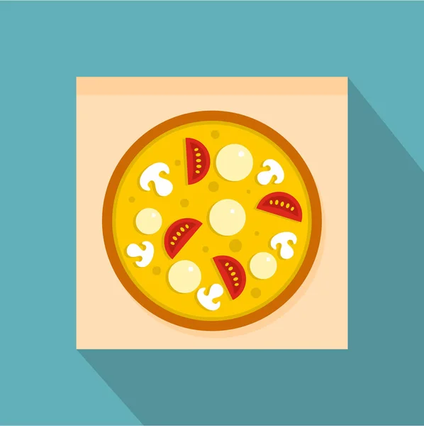Pizza s ikonou klobásy, rajčaty a žampiony — Stockový vektor