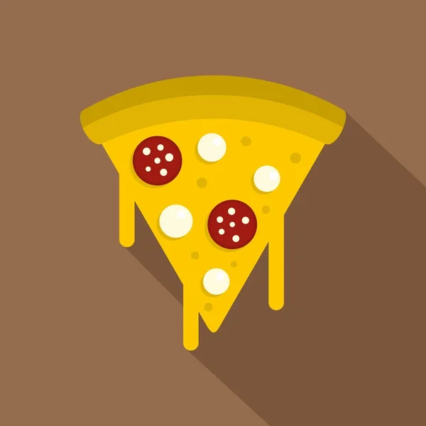 Tasty slice of pizza with melted cheese icon — Stock Vector