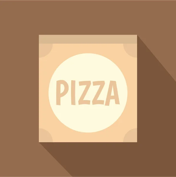 Cardboard box with pizza icon, flat style — Stock Vector