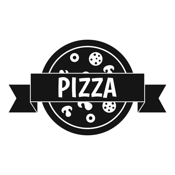 Etiqueta de pizza con icono de cinta, estilo simple — Archivo Imágenes Vectoriales