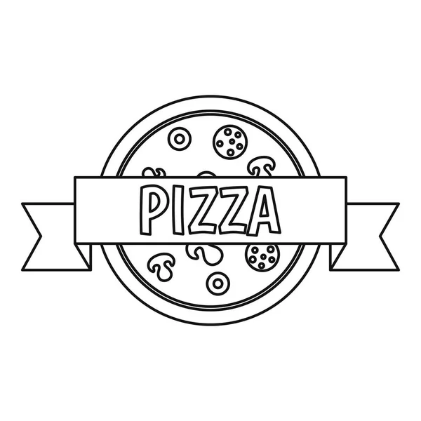 Пицца ресторан этикетка с иконой ленты — стоковый вектор