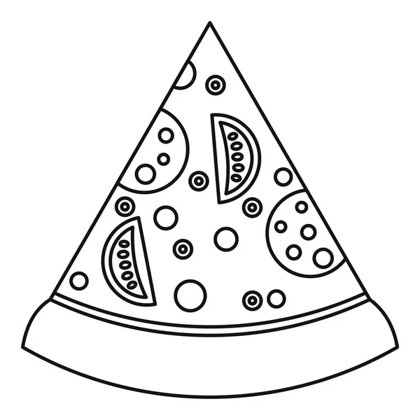食材アイコン アウトライン スタイルのピザのスライス — ストックベクタ