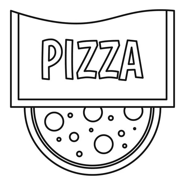 Pizza restaurant label icon, outline style — Stock Vector