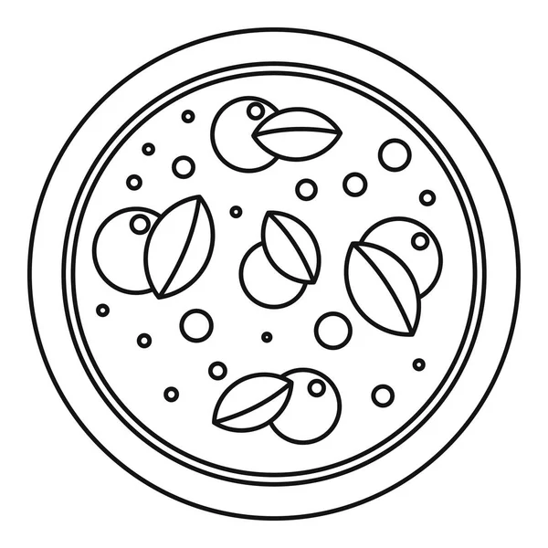 Піца з значком базиліка, контурний стиль — стоковий вектор