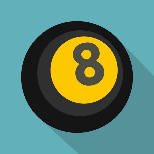 Svart snooker åtta pool ikon, platt stil — Stock vektor