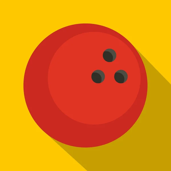 Rode Gemarmerde bowling bal pictogram, vlakke stijl — Stockvector