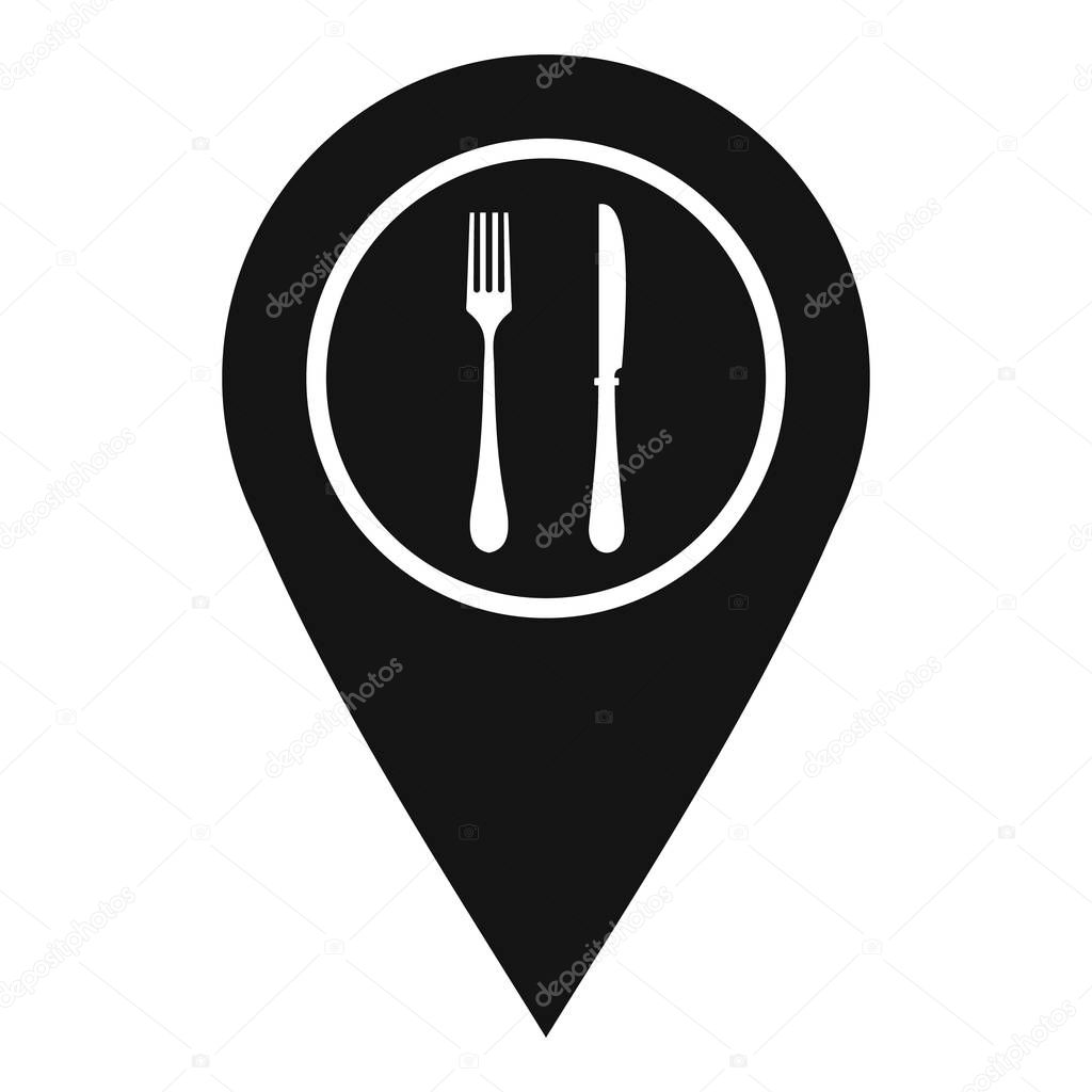 Map pin pointer with cafe or restaurant sign icon