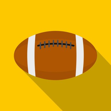 Kahverengi deri rugby topu simgesini, düz stil