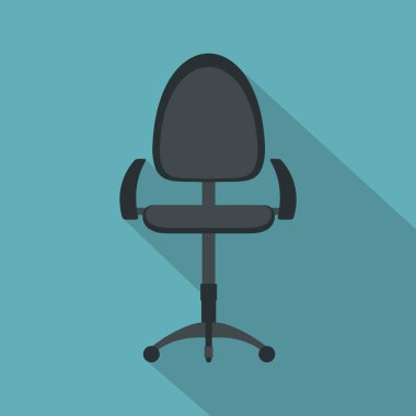 Siyah modern ofis sandalye simge, düz stil