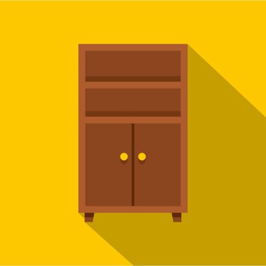 Ahşap dolap simgesi, düz stil