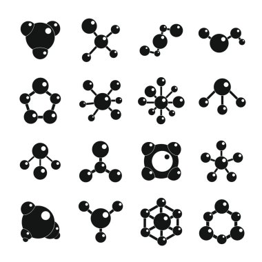 Molekül Icons set, basit tarzı