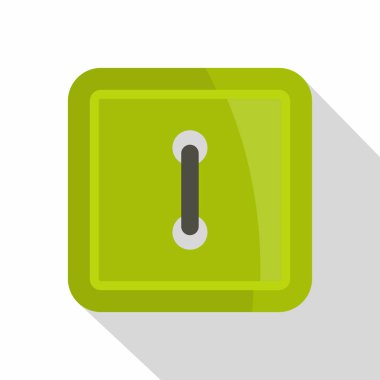 Yeşil kare giyim düğme simgesi, düz stil