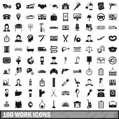 100 iş Icons set, basit tarzı