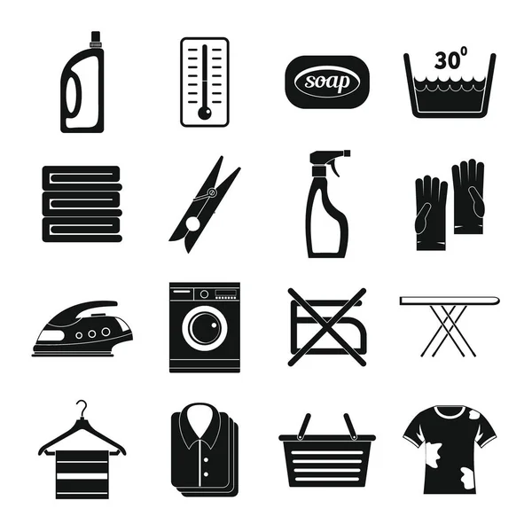 Laundry icons set, simple style — Stock Vector