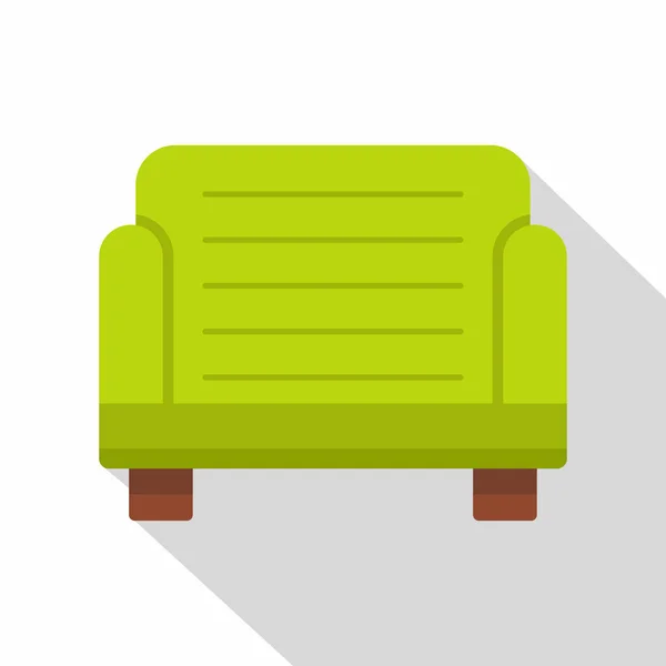 Zielona ikona fotel, płaski — Wektor stockowy