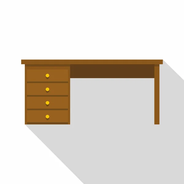 Icono de escritorio de oficina de madera, estilo plano — Vector de stock