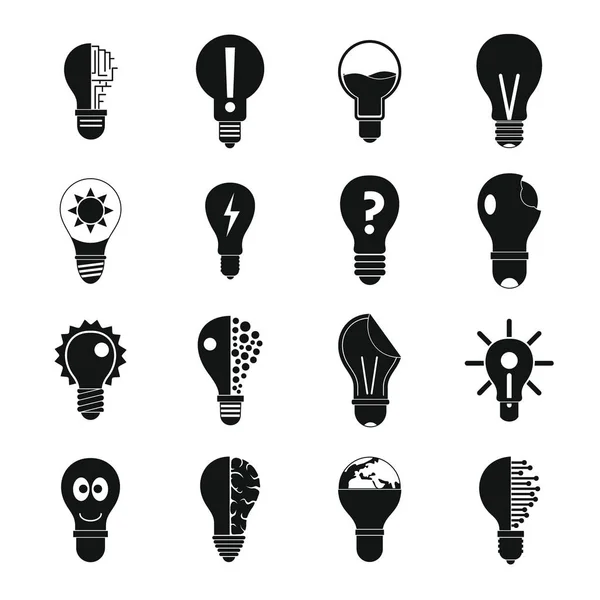 Conjunto de iconos de logotipo de lámpara amarillo, estilo simple — Vector de stock