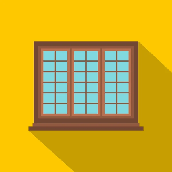Hölzerne, braune Dreispitzfenster-Ikone, flacher Stil — Stockvektor