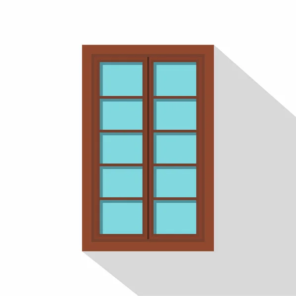 Icono de ventana enrejillado marrón madera, estilo plano — Vector de stock