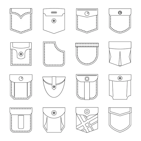 Conjunto de ícones de tipos de bolso, estilo esboço — Vetor de Stock