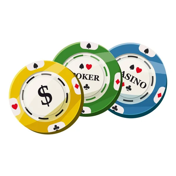 Colorato casino gettoni icona, stile cartone animato — Vettoriale Stock