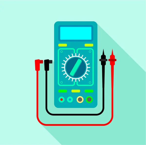 Multimeter, voltmeter pictogram, vlakke stijl — Stockvector