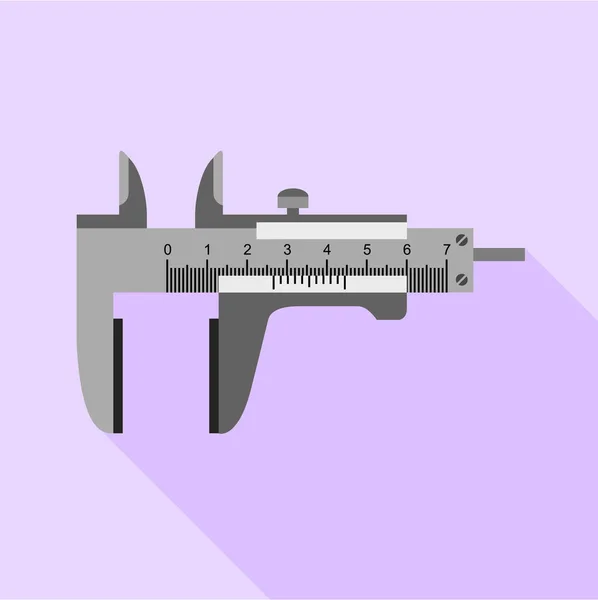钢制卡尺图标, 扁平式 — 图库矢量图片
