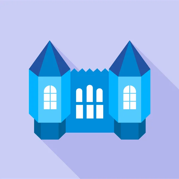 Blue fortress towers icon, flat style — Stock Vector