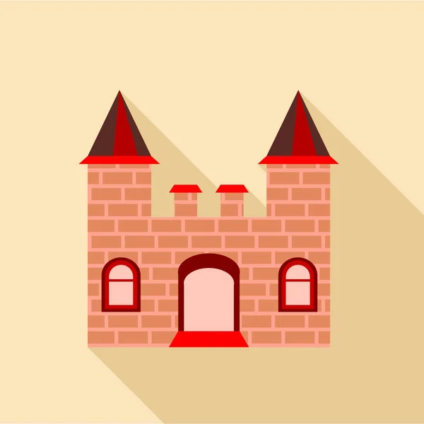 Antiguo icono del castillo de ladrillo, de estilo plano — Archivo Imágenes Vectoriales