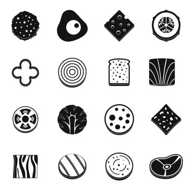 Dilim gıda madde Icons set, basit tarzı
