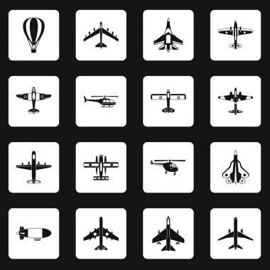 Havacılık simgeler kümesi kareler vektör