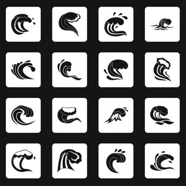 Deniz dalgaları simgeler kümesi kareler vektör