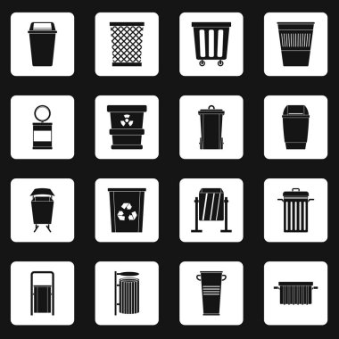 Çöp konteyner simgeler kümesi kareler vektör