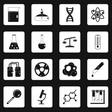 Kimyasal laboratuvar simgeler kümesi kareler vektör
