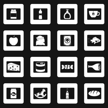 Dükkanı gezinti gıdalar simgeler kümesi kareler vektör