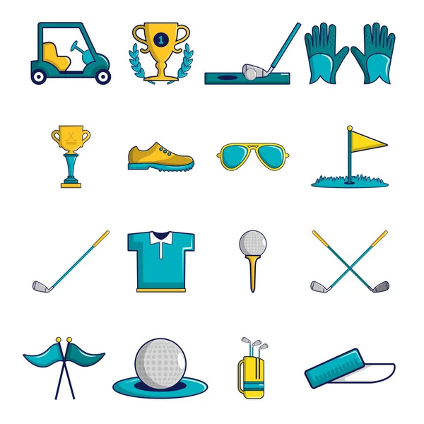 Golf-Icons setzen Symbole, Cartoon-Stil — Stockvektor