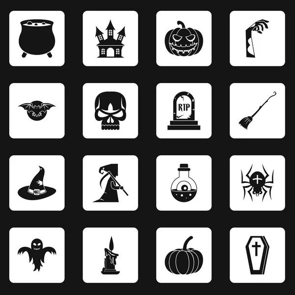 Halloween ikony zestaw kwadratów wektor — Wektor stockowy