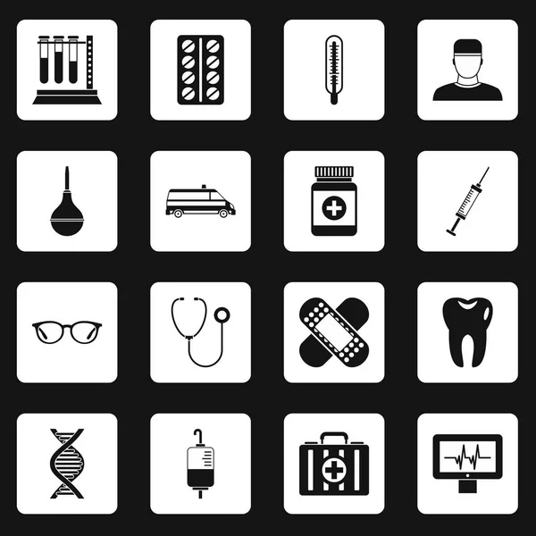 Iconos de medicina conjunto cuadrados vector — Vector de stock