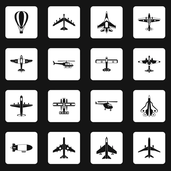 Aviación iconos conjunto cuadrados vector — Archivo Imágenes Vectoriales