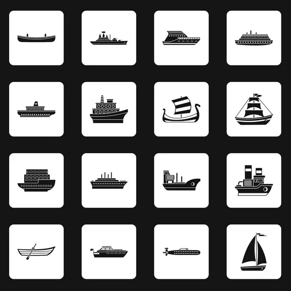 Zee vervoer pictogrammen instellen pleinen vector — Stockvector
